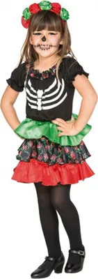 Produktbild von La Catrina Kostüm Halloween Kleid für Kleinkinder