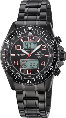 Master Time MTGA-10921-22M Herrenuhr Funk Super Power Schwarz mit 2 Bändern 1