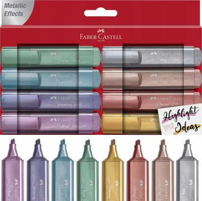 Produktbild von Faber-Castell TL 46, 8 Stück(e), Blau, Braun, Grau, Rose, Türkis, Violett, Meißel, Kunststoff, Tinte auf Wasserbasis, Fensterbox