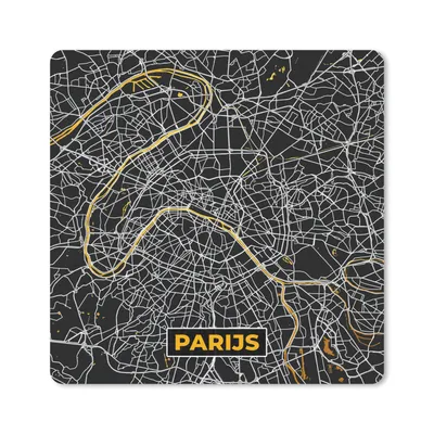 Produktbild von MuchoWow® Mauspad Mousepad Karte - Paris - Stadtplan - Gold - Karte 20x20 cm - Mousepads - Maus Mat - Pad - Mausunterlage - Desk Mat - Bureauartikeln