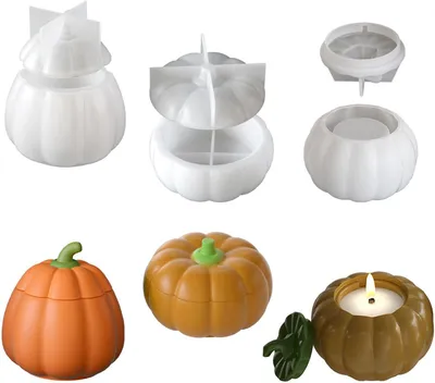 Imagen del producto de Moldes de silicona para hornear, 3 unidades, con forma de calabaza, ideales para Halloween