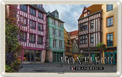 Produktbild von vianmo Blechschild 12x18 cm Honfleur Frankreich Innenstadt Abenteuer Reisen Urlaub