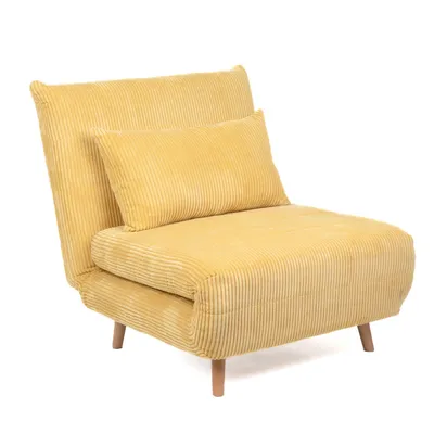 Zdjęcie produktu dla HOMLA Sofa SOLACE 1-osobowa, z funkcją spania sztruksowa musztardowa 83x91x84 cm