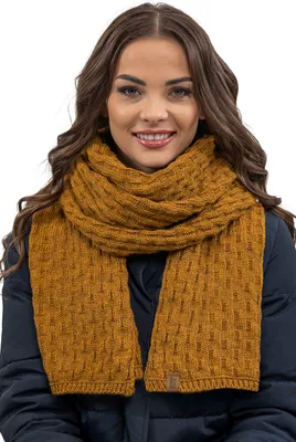 Obrázok produktu pre Vivisence dámsky zimný šál teplý a útulný kryt krku na zimu a jeseň teplý hrubý šál, klasický zimný šál pre ženy, vyrobený v EÚ, tmavo žltá farba, jedna veľkosť pre všetkých