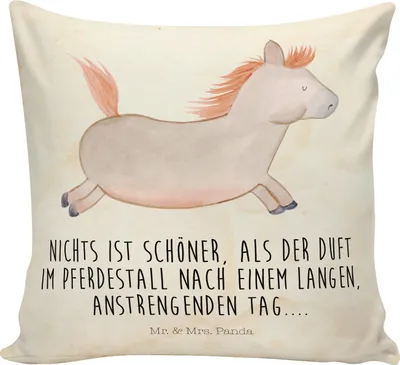 Produktbild von Mr. & Mrs. Panda kissen für sofa Pferd Springen - Vintage - Geschenk, Lounge, Zierkissen, Landwirtin, Stall, Pony, Pferde, Reiten, Sofakissen, Pferdestall, 40x40