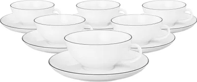 Produktbild von Seltmann Weiden Lido Black Line rund Teetasse 0,14 l + Untertasse 6er Set