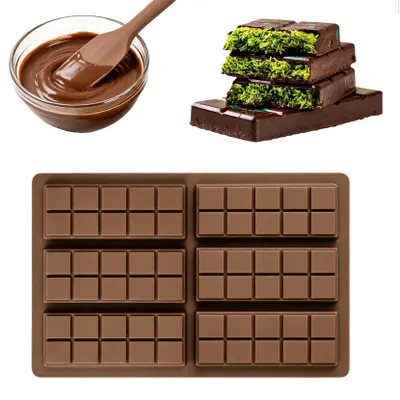Produktbild von Silikon-Backform - 6 Kavitäten - Rechteckige Schokoladenform - Silikonform für Pralinen und Schokolade