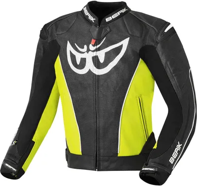 Produktbild von Berik Street Motorrad Lederjacke, schwarz/gelb, 56