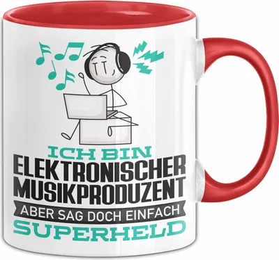 Produktbild von ElektronischerMusikproduzent Geschenk Tasse Ich Bin ElektronischerMusikproduzent Aber Sag Doch Einfach Superheld Lustige Geschenkdiee für ElektronischerMusikproduzent Kaffee-Becher (Rot)