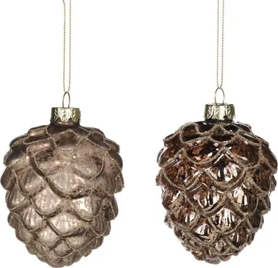 Produktbild von Goodwill Weihnachtskugel „Tannenzapfen“ Glas Braun D 9 cm Voordeelass. Pro 2 x 2 Stück