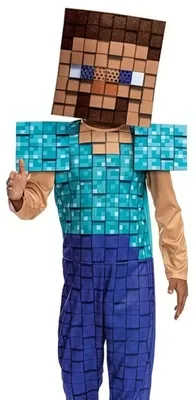 Produktbild von Minecraft Kinderkostüm Steve Basic Pixellook türkis-blau - 122/134 (7-8 Jahre)