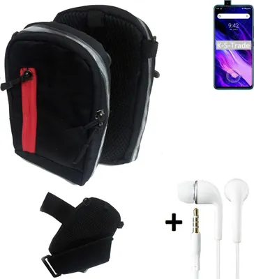 Produktbild von K-S-Trade Outdoor Gürteltasche Holster Umhängetasche + Kopfhörer kompatibel mit UMIDIGI S5 Pro schwarz Handy Tasche Case travelbag Schutzhülle