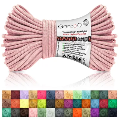 Image de Paracord 550 corde vieux rose / type hybride pour bracelet, laisse, collier, corde hybride nylon / polyester, nouvelle version, 30 mètres
