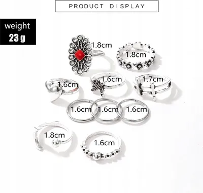 Produktbild von Silber RETRO PUNK BOHO 13 SET RETRO RINGE