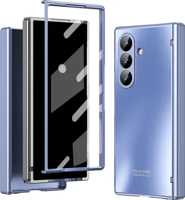 Produktbild von Hülle für Samsung Galaxy Z Fold 7 Elektroplatte Hart PC Schutzhülle mit Scharnierschutz und Displayschutz Blau