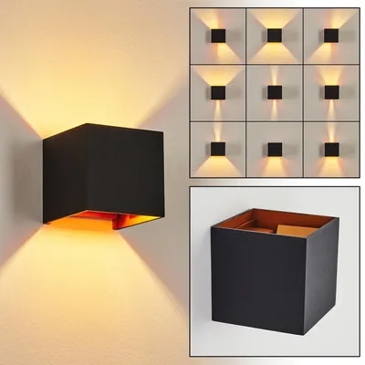 Produktbild von Vaccina »Vaccina« moderne eckige Wandlampe aus Metall in Schwarz/Kupferfarben