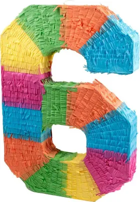 Produktbild von Pinata Zahl 0–9 – Schlagpinata für Kindergeburtstag, Party & Event – Bunte Geburtstags-Pinata zum Befüllen für Mädchen & Jungen Zahl wählen: Pinata-Ziffer 6