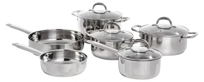 Produktbild von Kochgeschirr Set 10-teilig Edelstahl silber 4 Töpfe 2 Pfannen