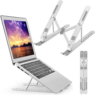 Obrázok produktu pre Prenosný stojan na notebook, skladací, nastaviteľný, kompatibilný s notebookmi a tabletmi do veľkosti 15,6 palca