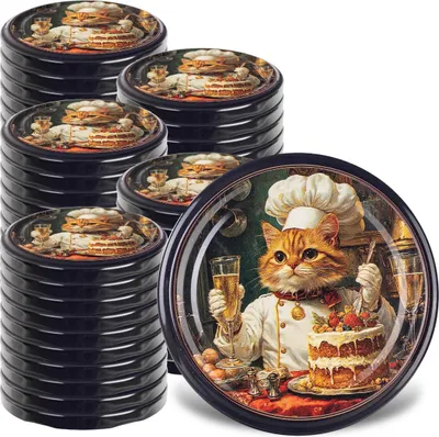 Productafbeelding van KADAX Schroefdeksel, diameter 82 mm, set van metalen deksels, vervangende deksels voor potten, deksels met 6 klikpunten, geschikt voor potten en ingemaakte producten (Katzen, 50 stuks)