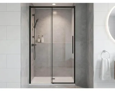 Productafbeelding van LUXOR Zwarte douchedeur, 1200 mm, helder glas