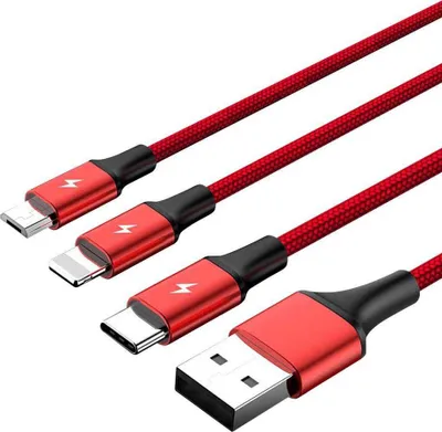 Produktbild von UNITEK C4049RD, 1,2 m, USB A, USB C/Micro-USB B/Lightning, Rot