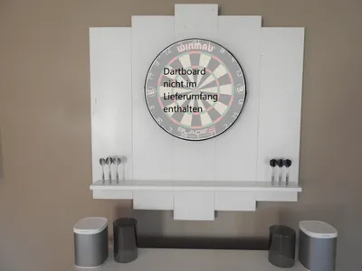 Produktbild von WDS | WOODEN Dartboard Surround | Weiß | OHNE Tablet Halter | Premium Dart-Wandschutz