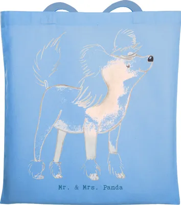 Produktbild von Mr. & Mrs. Panda Tote Bag Chinesischer Schopfhund Lebensretter - Sky Blue - Geschenk, Tasche, Unitasche, Shopping, Chinese Crested Dog, Schultasche, canvas