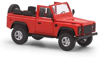 Image de Busch 54390 - Land Rover Defender 90 décapotable, rouge, échelle 1/87 - Neuf