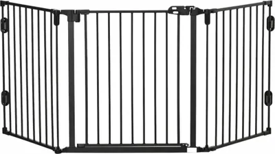 Obrázek produktu pro Zábrana pro psy D06-125BK, úhlově nastavitelná, skládací, s automatickým zavíráním dveří, 3 panely, černá, 202,5 x 76 cm - A