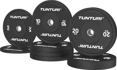 Image de Tunturi Platinum bumperplates - Poids d’haltères - Disques d’haltères - Set 90kg - Noir