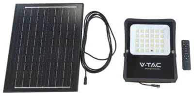 Immagine prodotto di V-TAC VT-55300 Faro LED 2400lm alimentato a pannello solare 20W fotovoltaico batteria con Telecomando luce bianco 4000k sku 6971