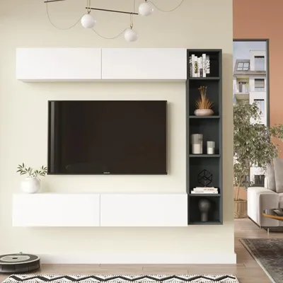 Zdjęcie produktu dla Ściana TV Houseland Cohen biały/antracytowo-szary
