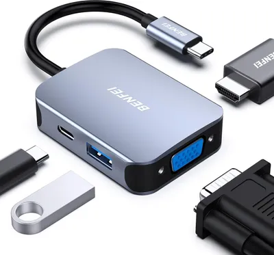 Produktbild von BENFEI Hubs USB C Hub 4in1 mit HDMI VGA USB 3.0 und 60W PD