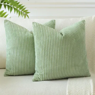 Produktbild von 2er Set Cord Kissenbezüge 50x50cm Bohnengrün