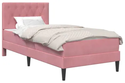 Produktbild von Bettgestell mit Matratze mit Kopfteil Rosa 90 x 200 cm Samt
