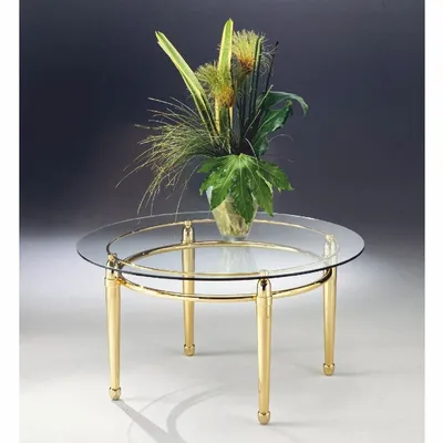 Produktbild von Casa Padrino Luxus Messing Couchtisch mit Glasplatte Ø 90 cm -  Italy