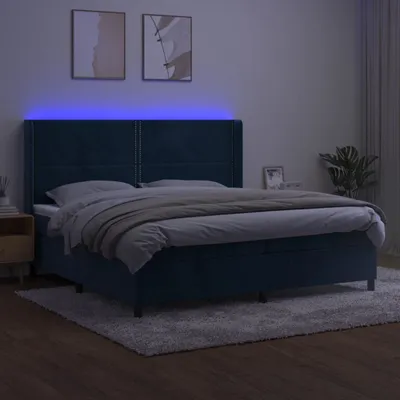 Produktbild von Boxspringbett mit Matratze & LED Dunkelblau 200x200 cm Samt
