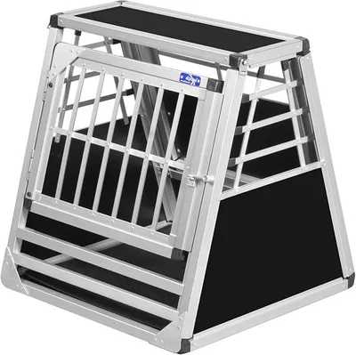 Productafbeelding van Transportbox N67 – Aluminium hondenkooi 58x60x63 cm – Autohondenkooi met nooduitgang, veilige hondenvervoer in de kofferbak