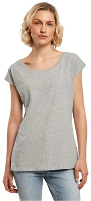 Produktbild von Build Your Brand Damen T-Shirt Ladies Wide Neck Tee, Farbe Heather Grey, Größe X