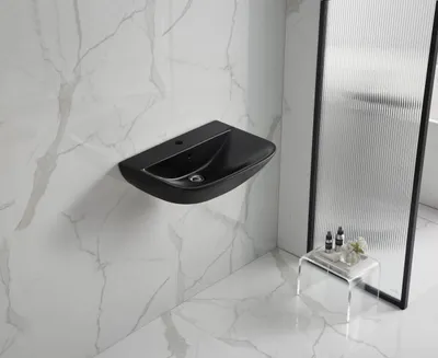 Produktbild von sanicomfort Waschbecken Rivo 60 cm schwarz matt, Hänge Waschtisch aus Keramik
