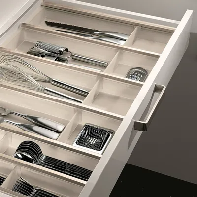 Produktbild von SOTECH Cuisio Besteckeinsatz transluzent weiß mit Messerblock 473 x 795-820 x 55 mm für cm Schrankbreite