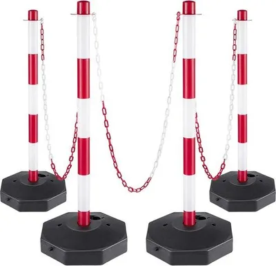 Image de Kit de barrière comprenant 4 piquets en plastique et une chaîne blanche de 9,8 m