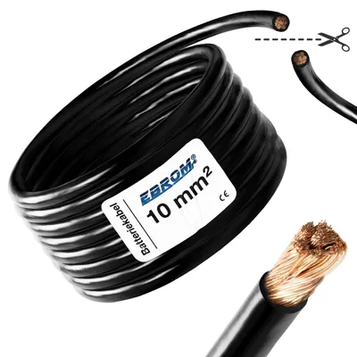 Produktbild von Batteriekabel Aderleitung SCHWARZ H07V-K 10 mm² - KFZ Batterie Kabel 100% OFC Kupfer - Schnitt Meterware nach Ihren Wünschen - 10mm2