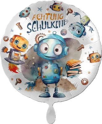 Produktbild von 18"/Ø43cm Folienballon "Achtung Schulkind Roboter"