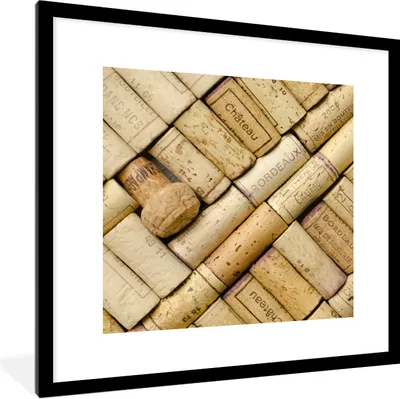 Produktbild von MuchoWow® Gerahmtes Poster Ordentlich deponierte Korken 40x40 cm - Poster mit Schwarzem Bilderrahmen Wandposter Rahmen Foto Bilder - Poster - Plakat im Rahmen