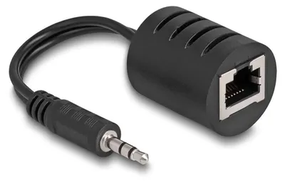 Productafbeelding van Stereo audio verlenger, RJ-45 connector > 3,5 mm jack, Cat.5 (zwart, 2 stuks)