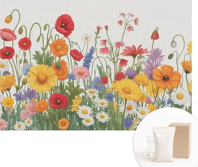 Obrázek produktu pro Samolepicí fototapeta – nástěnné obrazy do obývacího pokoje – 152 x 104 cm – dekorativní fólie na stěny – moderní design pro výzdobu stěn – tapety do interiéru – květinová louka