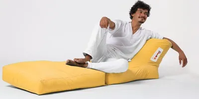 Produktbild von Hanah Home, Siesta Sofa Bed Pouf - Yellow, Outdoor Sitzsäcke, Gelb, Polyester, 55 x 65 x 90 x  cm