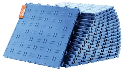 Zdjęcie produktu dla Kształtki podłogowe VEVOR do garaży, 305 x 305 x 13,4 mm, zestaw 50 szt. posadzek przemysłowych, antypoślizgowe dwustronne posadzki strukturalne do garaży, piwnic, warsztatów naprawczych, niebieskie